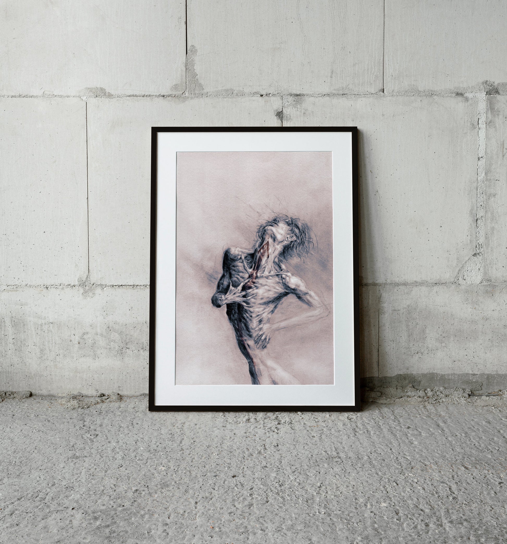 Large format expressive figure drawing print 50x70, psychological anatomy art by Marselus Wallace