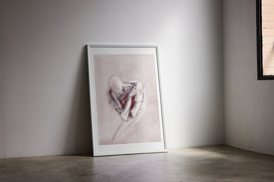 Large human anatomy drawing of a contained figure, oversized figure drawing print framed